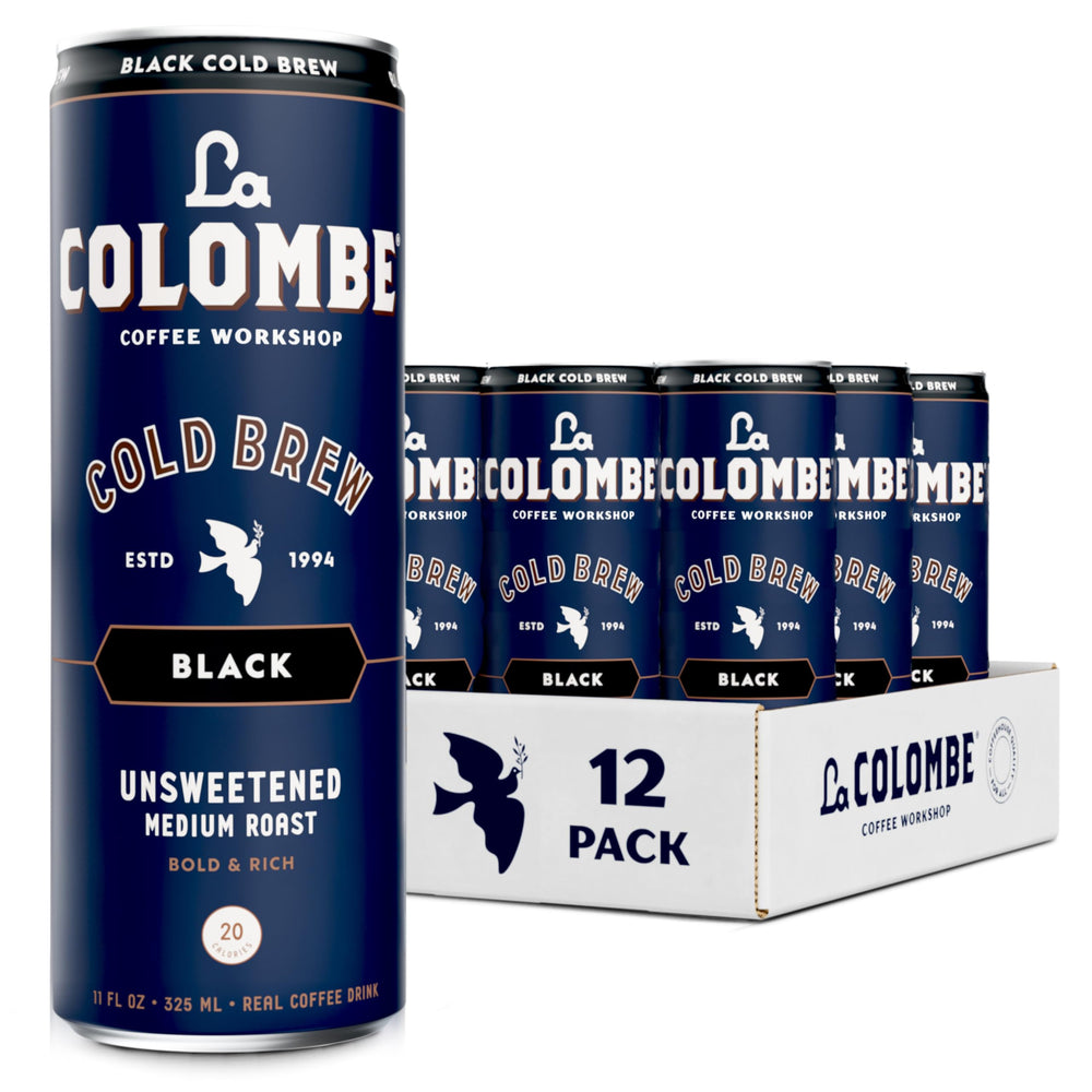 La Colombe Cold Brew Black front can showcases cafe-quality taste.