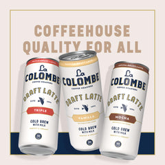 La Colombe Draft Latte vanilla can showcases creamy texture for on-the-go
