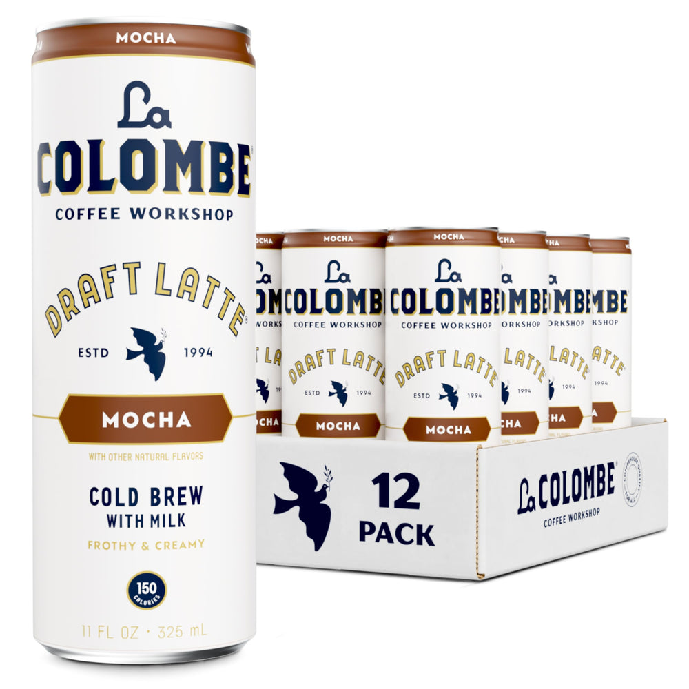 La Colombe Mocha Draft Latte can, ready-to-drink, on-the-go energy.
