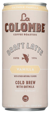La Colombe Oatmilk Draft Latte vanilla can, dairy-free vanilla flavor for on-the-go.