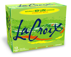La Croix Key Lime bottle displays zero calories for light refreshment.