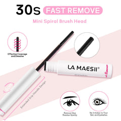 La Maesii spiral brush remover demonstrates deep-clean lash roots.