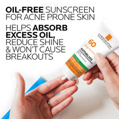 La Roche-Posay Anthelios with Cell-OX Shield label highlighting antioxidant UVA/UVB protection
