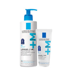 La Roche-Posay Lipikar AP+MAX bottle shown for triple repair efficiency and all-day hydration.