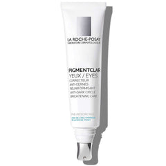La Roche-Posay Pigmentclar Eye Cream bottle close-up highlighting brightening formula for the under-eye area.