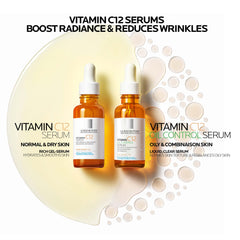 La Roche-Posay Pure 12% Vitamin C serum pump demonstrates easy, fast absorption
