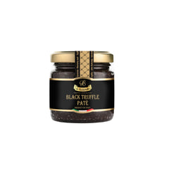 La Rustichella Black Truffle Pate jar label close-up for premium Italian spread.