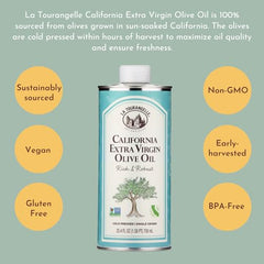 La Tourangelle California Olive Oil tin packaging preserves freshness and sustainability.