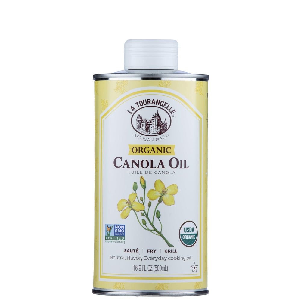 La Tourangelle Organic Canola Oil pours smoothly for high-heat cooking.