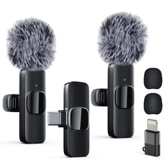 Labstandard dual wireless lavalier mics with real-time sync for iPhone and iPad, delivering crisp dialogue.