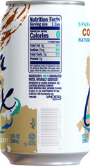 La Croix Coconut glass with ice shows zero calories.