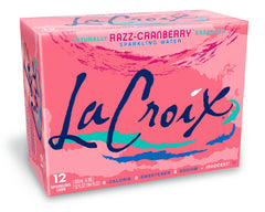La Croix Cran-Raspberry can front view; zero calories and refreshing flavor.