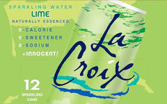 Close-up of La Croix Lime bubbles illustrating natural essence flavor