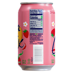 Close-up of La Croix Strawberry Peach can highlighting natural essences for clean taste.