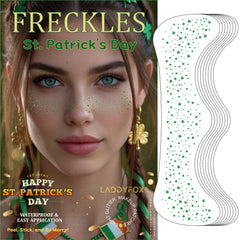 LADDYFOX green face patches with 8 festive designs for quick St. Patrick's sparkle.