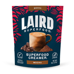 Laird Superfood mocha creamer powder ready to mix into coffee for a dairy-free mocha