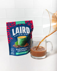 Ingredients displayed: coconut milk powder, cacao, peppermint oil for natural flavor