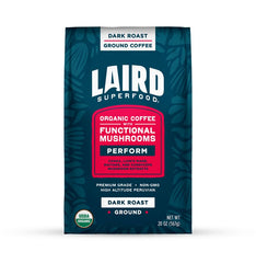 Laird Superfood Peruvian Dark Roast coffee bag with functional mushrooms for a bold start to your day.