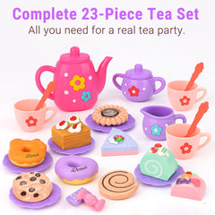Lajeje plates and desserts invite sharing during kid-sized tea parties.