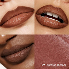 Laka Lip Liner brown texture swirl highlighting non-drying formula for comfortable wear.