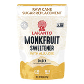 Lakanto Golden Monkfruit Sweetener bottle pour demonstrates calorie-free sweetness for drinks.