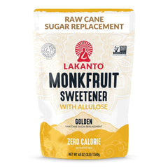 Lakanto Golden Monk Fruit Sweetener jar close-up for sugar-free baking