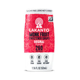 Lakanto Original Monk Fruit Drops bottle adding zero-calorie sweetness to coffee
