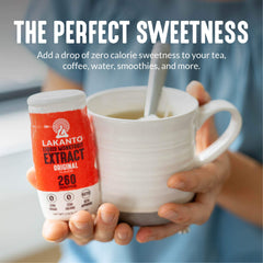 Lakanto Liquid Monkfruit Drops vanilla bottle adds keto-friendly sweetness to beverages