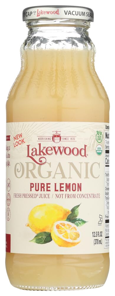 Lakewood Lemon Pure Organic juice bottle for a refreshing citrus boost at home.