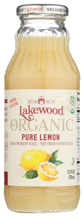 Lakewood Lemon Pure Organic juice bottle for a refreshing citrus boost at home.
