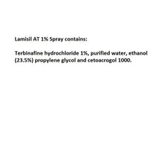 Lamisil bottle on a clean surface for foot care between the toes.