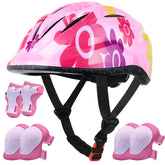 Lamsion kids helmet in pink sunflower design for safe cycling and skating