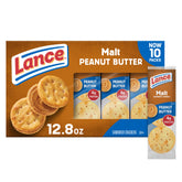 Lance malt with peanut butter crackers pack front, convenient on-the-go snack.