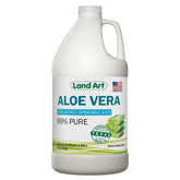 Land Art Pure Aloe Vera Juice bottle front highlights 99.7% purity for daily use.