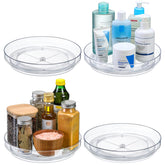 LANDNEOO clear 9in lazy susan four-pack for organized cabinets and easy access