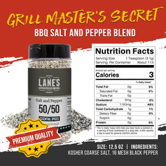 Lane's 50/50 salt and pepper grinder ready for grilling and searing.