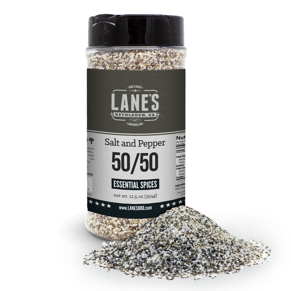 Lane's bottle close-up showing two-ingredient blend for clean, even seasoning.