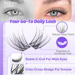 LANFLOWER soft band lash clusters for lightweight comfortable wear