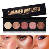 Langmanni highlighter palette with five shades for radiant all-over glow.