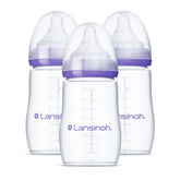 Lansinoh anti-colic bottle with wide-base nipple for a secure latch