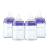 Lansinoh anti-colic glass bottle 5 oz four-pack XS supports calmer feeds.