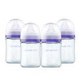 Lansinoh anti-colic glass bottle 5oz four-pack for smoother feedings.