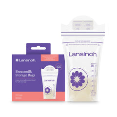 Lansinoh bag with flat-freeze design to maximize freezer space.