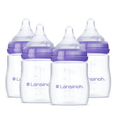 Lansinoh NaturalWave anti-colic bottle with 5oz capacity in a four-pack supports comfortable feedings.