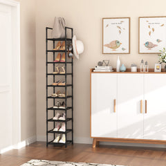 LANTEFUL 10-tier metal shoe rack side view highlighting capacity