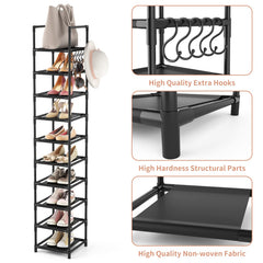 LANTEFUL shoe rack with 5 hooks for bags and umbrellas
