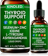 LANZF Kindled Thyroid Support Drops bottle on shelf supports daily nutrient intake.