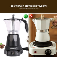LAOION Cuban Coffee Maker detachable base for safer, easier setup.