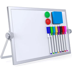 Laokiiy small dry erase white board on tabletop with handle for easy portability