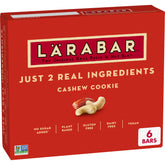 LÄRABAR Cashew Cookie bar packaging highlighting vegan and gluten-free status